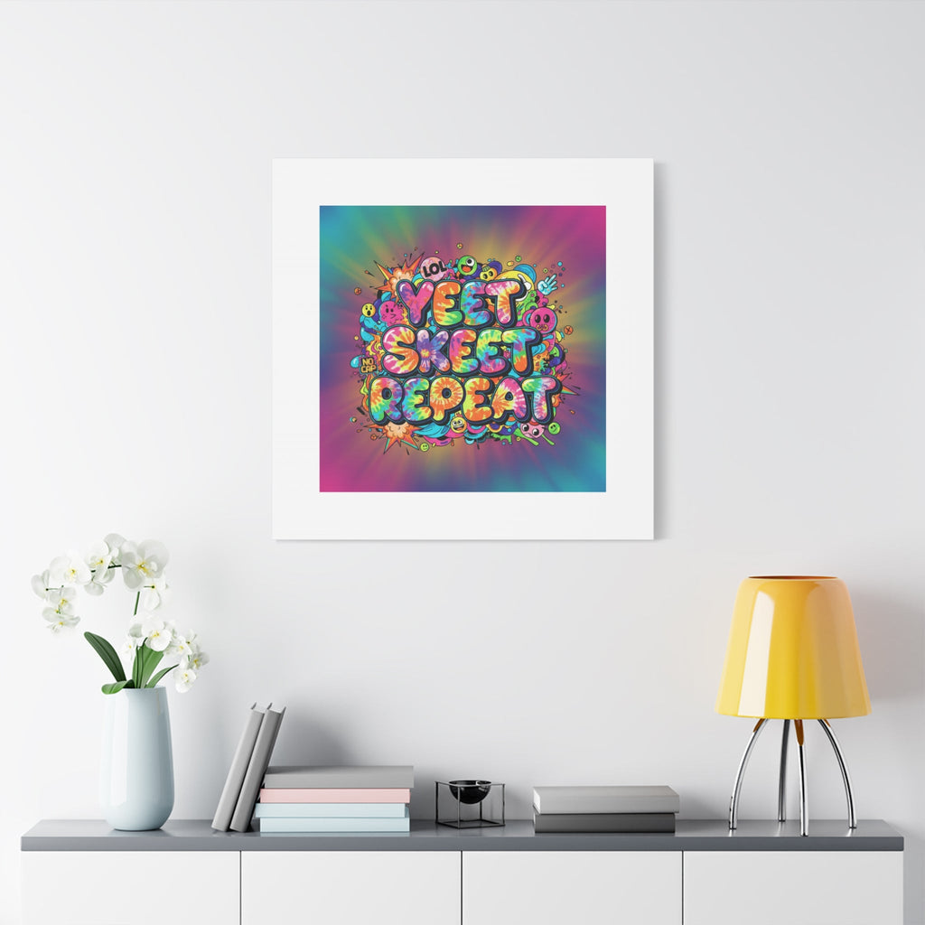 Yeet Skeet Repeat Canvas | Slogan & Glitch Graphic, Meme Phrase Wall Art