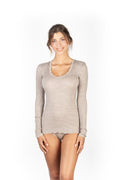 tittimitti EGI Exclusive Collections Women's Merino Wool Blend Lace-Trimmed Long Sleeves T-Shirt. Proudly Made in Italy (307)