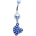 BodyCandy Blue Faux Pearl Heart Dangle Belly Ring — main product shot