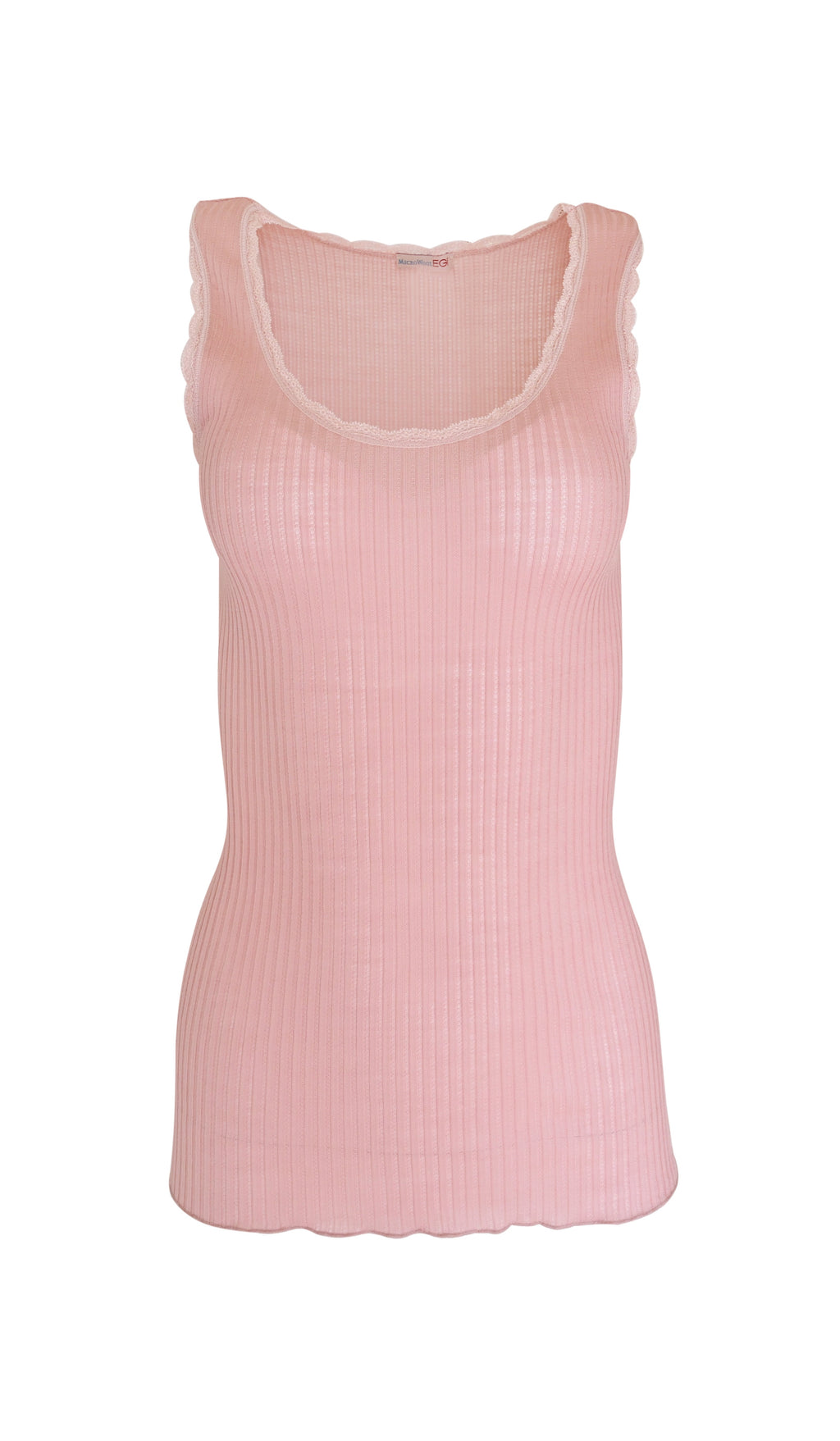 tittimitti EGI Exclusive Women's Merino Wool Blend Lace-Trimmed Tank Top. Proudly Made in Italy (309) — detail close-up