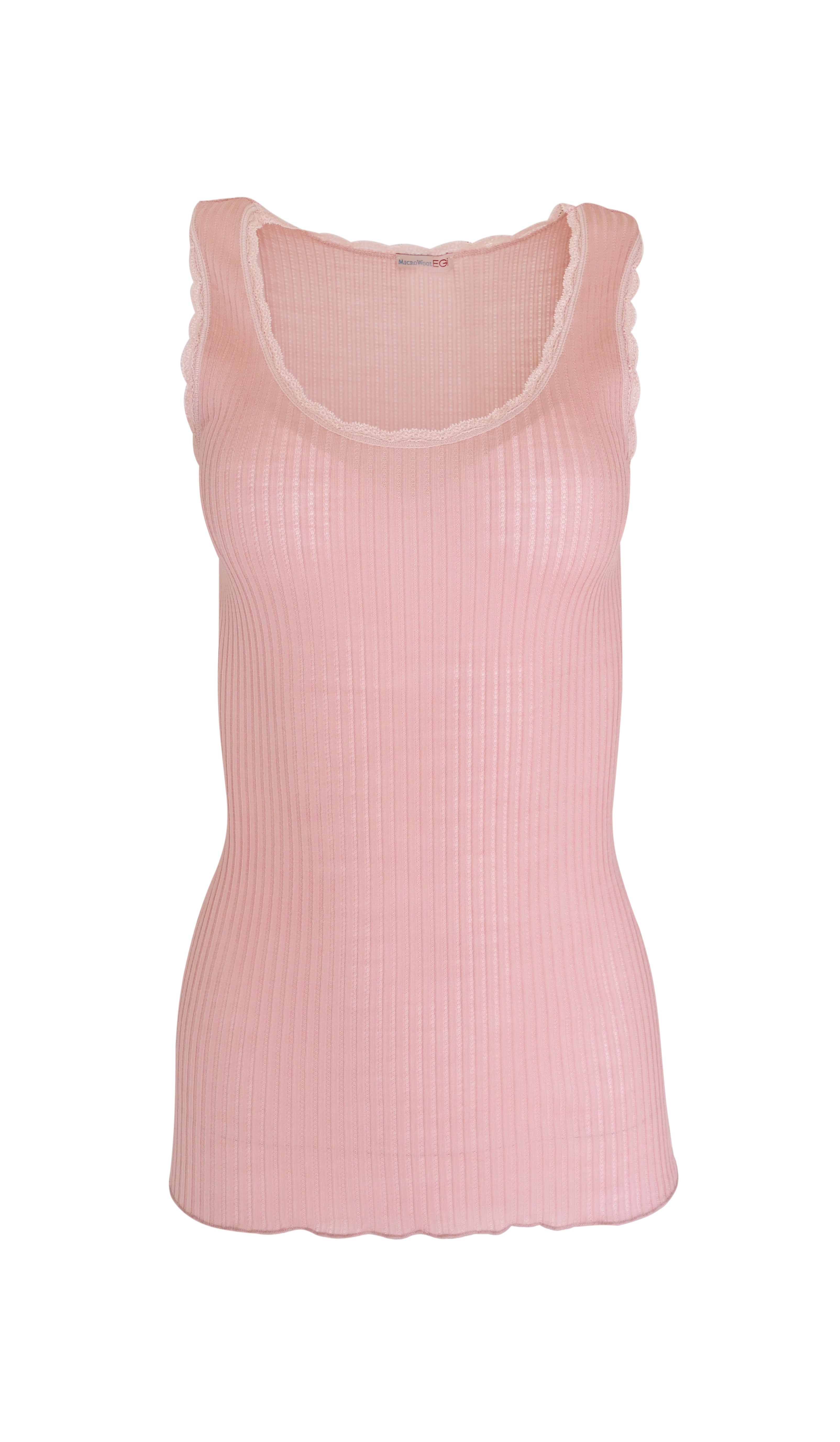 tittimitti EGI Exclusive Women's Merino Wool Blend Lace-Trimmed Tank Top. Proudly Made in Italy (309) — detail close-up