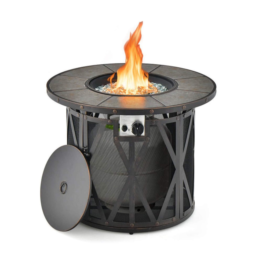 Alora 30-Inch 30K BTU Premium Outdoor Patio Gas Fire Pit Table With Fire Glass And Cover (SAK17432) – SAKSBY WHOLESALE