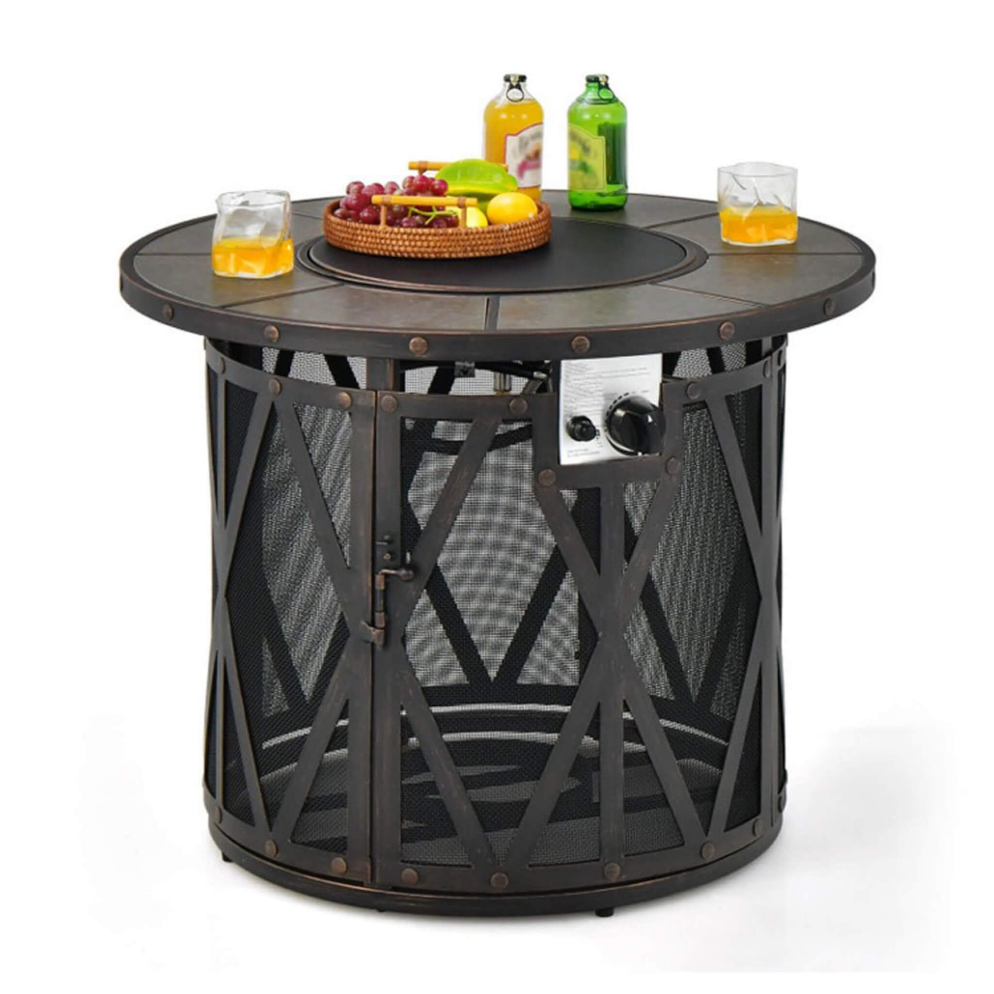 Alora 30-Inch 30K BTU Premium Outdoor Patio Gas Fire Pit Table With Fire Glass And Cover (SAK17432) – SAKSBY WHOLESALE, view 