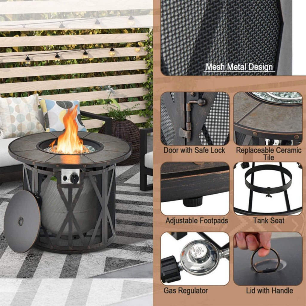 Alora 30-Inch 30K BTU Premium Outdoor Patio Gas Fire Pit Table With Fire Glass And Cover (SAK17432) – SAKSBY WHOLESALE, view 