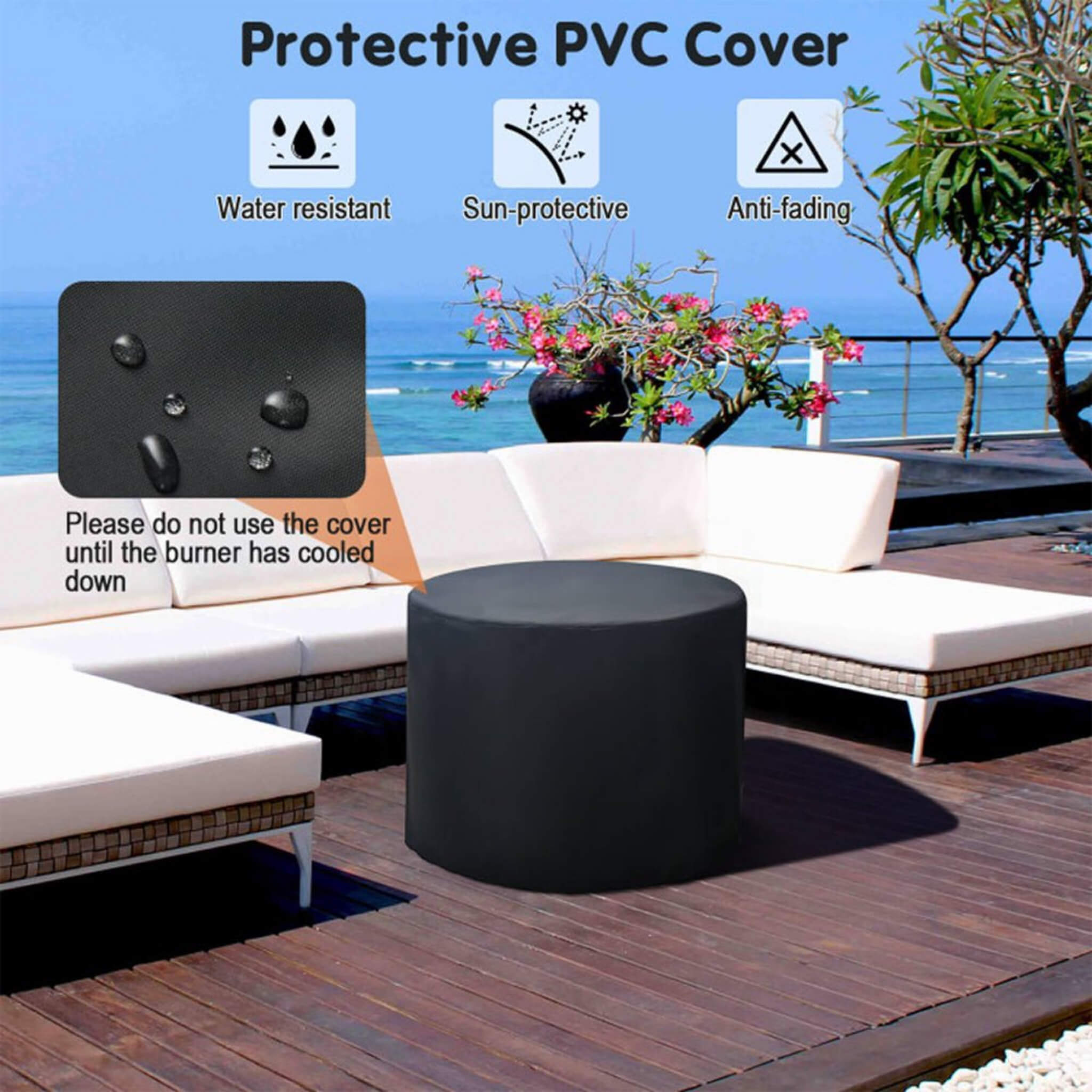 Alora 30-Inch 30K BTU Premium Outdoor Patio Gas Fire Pit Table With Fire Glass And Cover (SAK17432) – SAKSBY WHOLESALE, view 