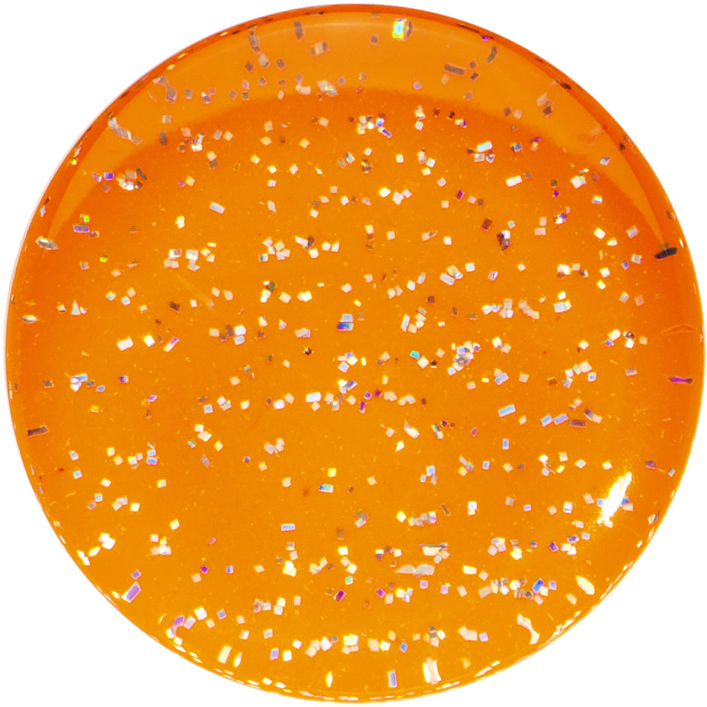 BodyCandy 18mm Orange Neon Glitter Saddle Plug — detail close-up