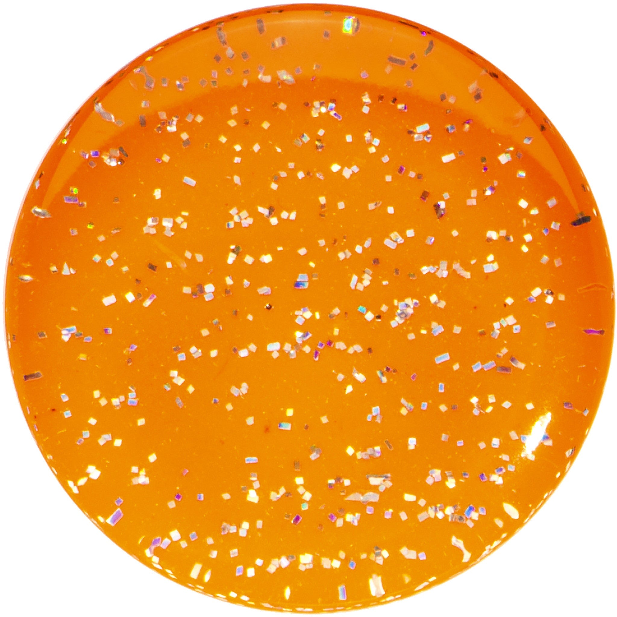 BodyCandy 18mm Orange Neon Glitter Saddle Plug — detail close-up