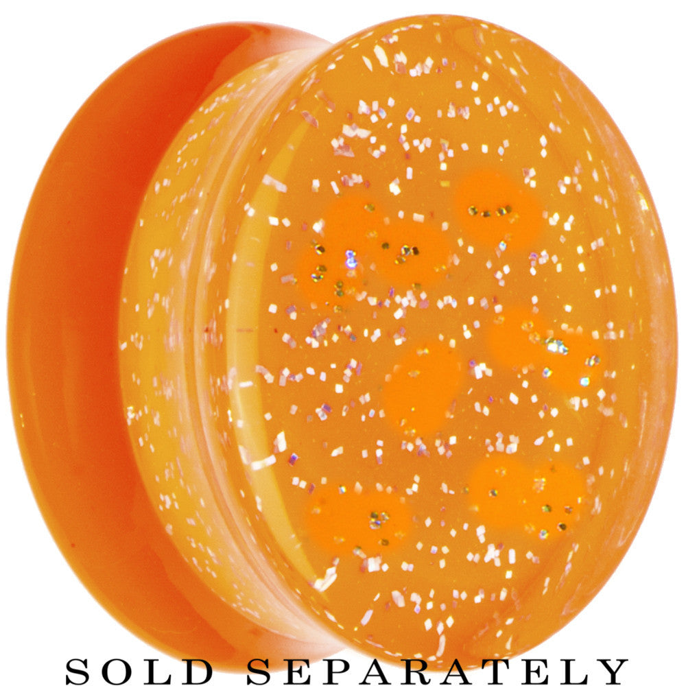 BodyCandy 18mm Orange Neon Glitter Saddle Plug — main product shot