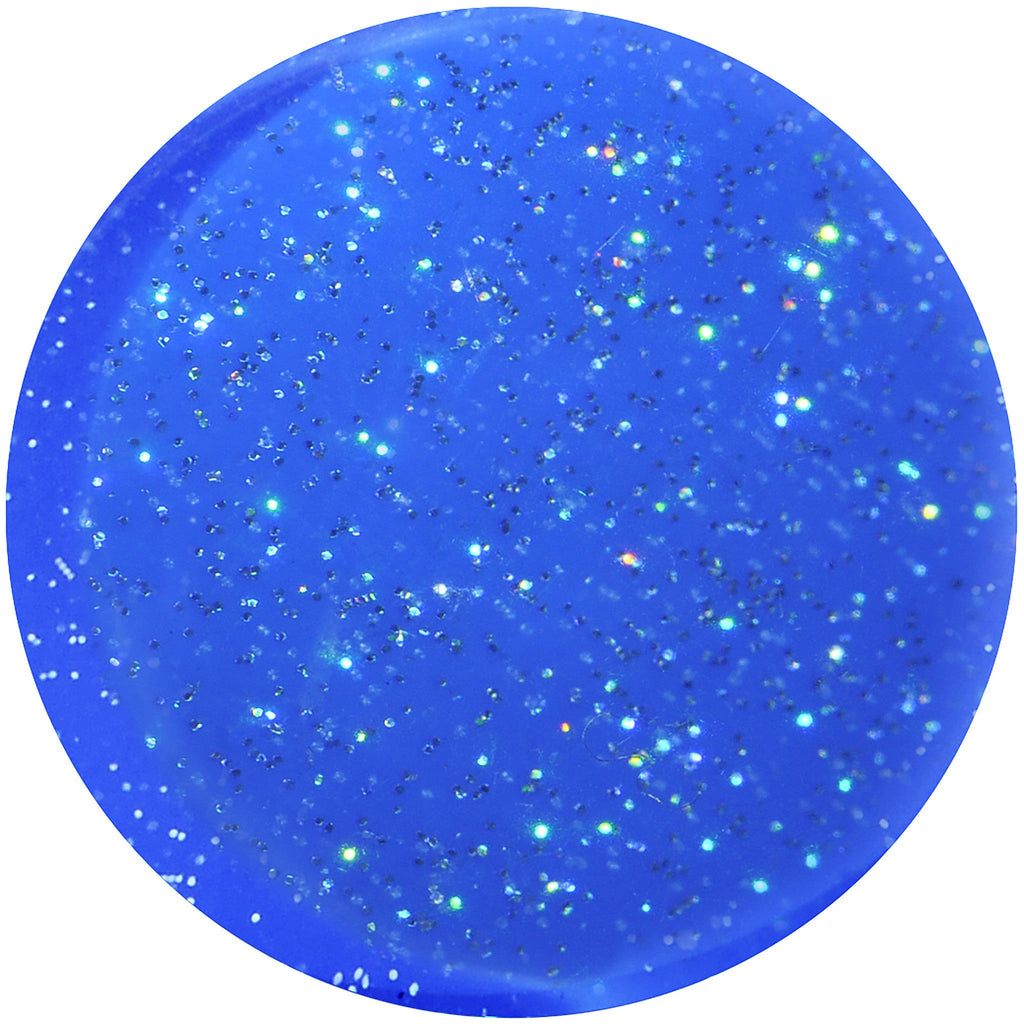 BodyCandy 24mm Blue Neon Glitter Saddle Plug — detail close-up