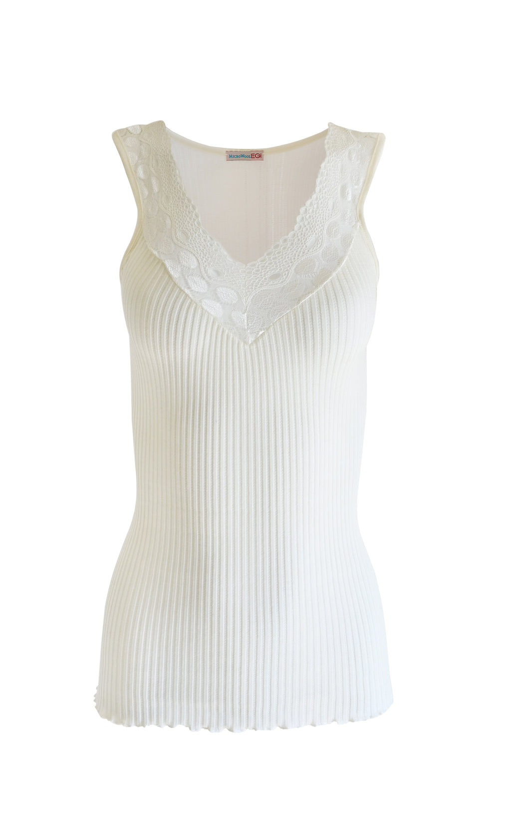 tittimitti EGI Exclusive Collections Women's Merino Wool Blend Lace-Trimmed Tank Top. Proudly Made in Italy (312) — side view