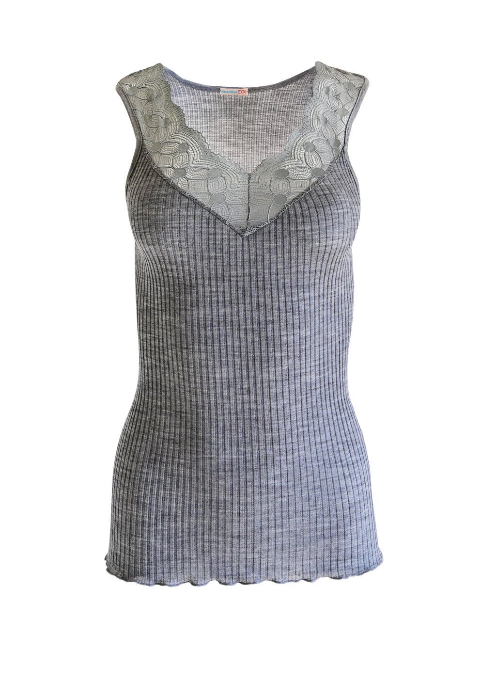 tittimitti EGI Exclusive Collections Women's Merino Wool Blend Lace-Trimmed Tank Top. Proudly Made in Italy (312) — back view