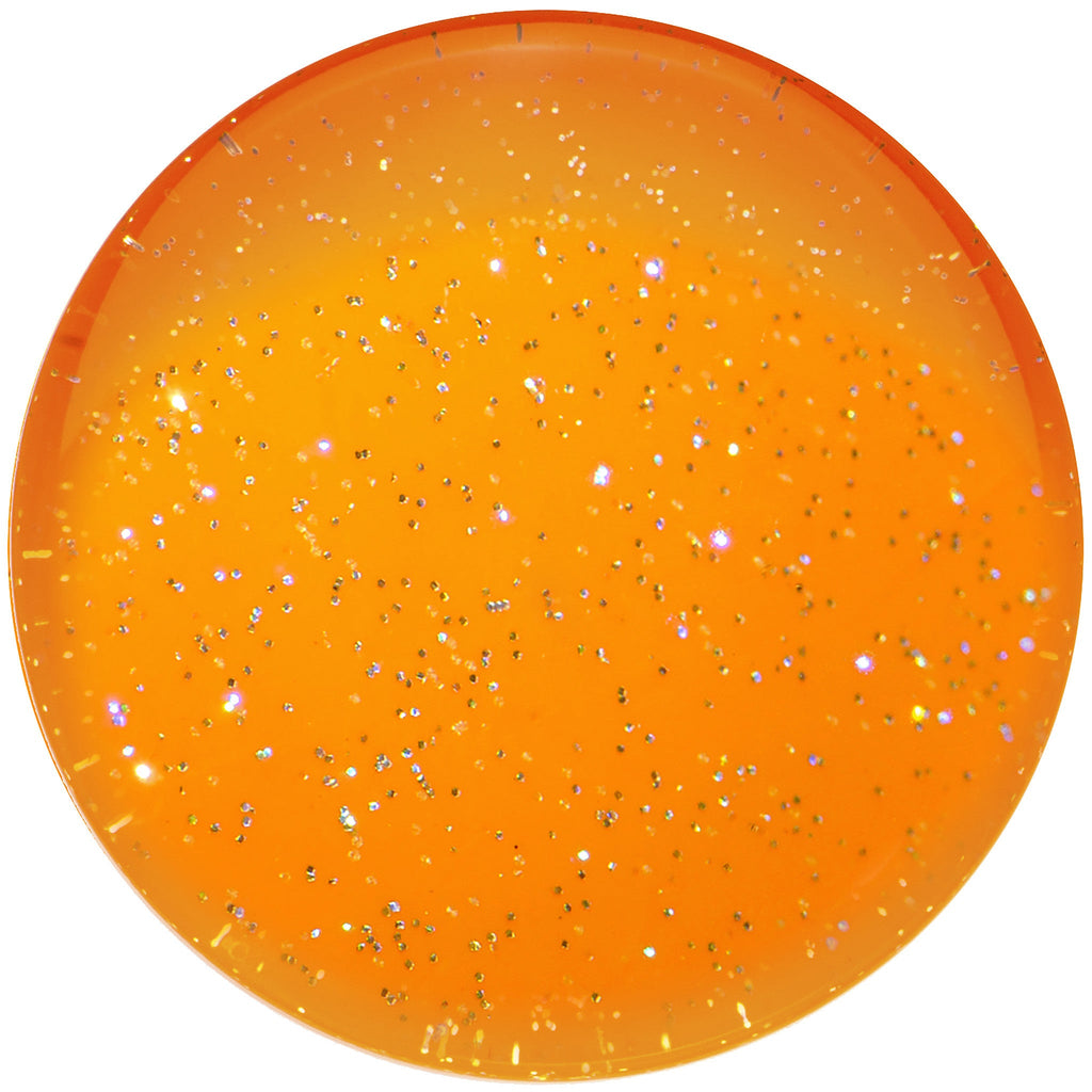 BodyCandy 28mm Orange Neon Glitter Saddle Plug — detail close-up