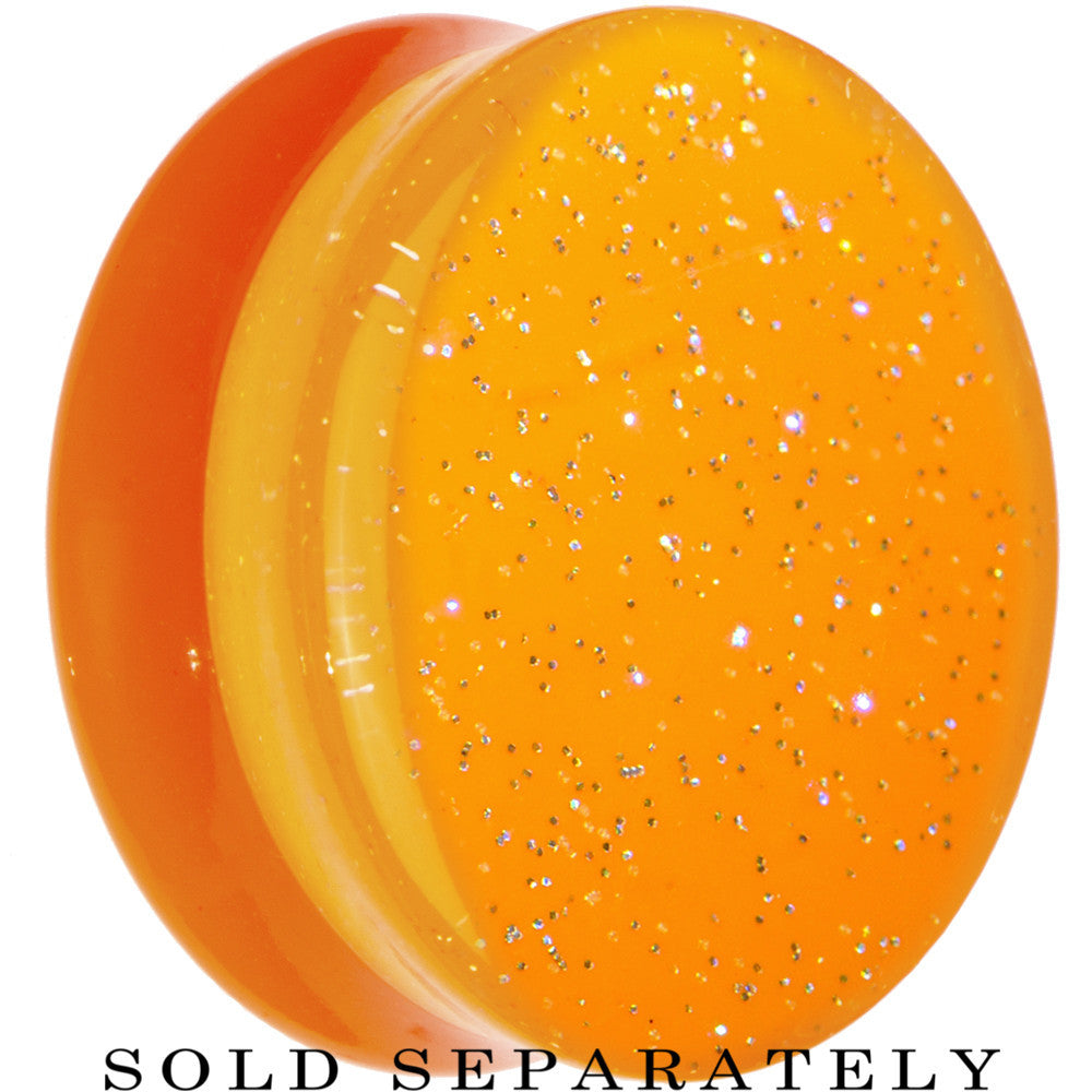 BodyCandy 28mm Orange Neon Glitter Saddle Plug — main product shot