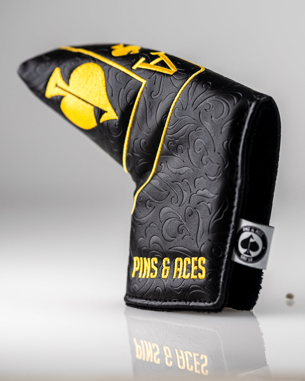 Pins and Aces Black/Gold Ace of Spades - Blade Putter Cover — alternative angle