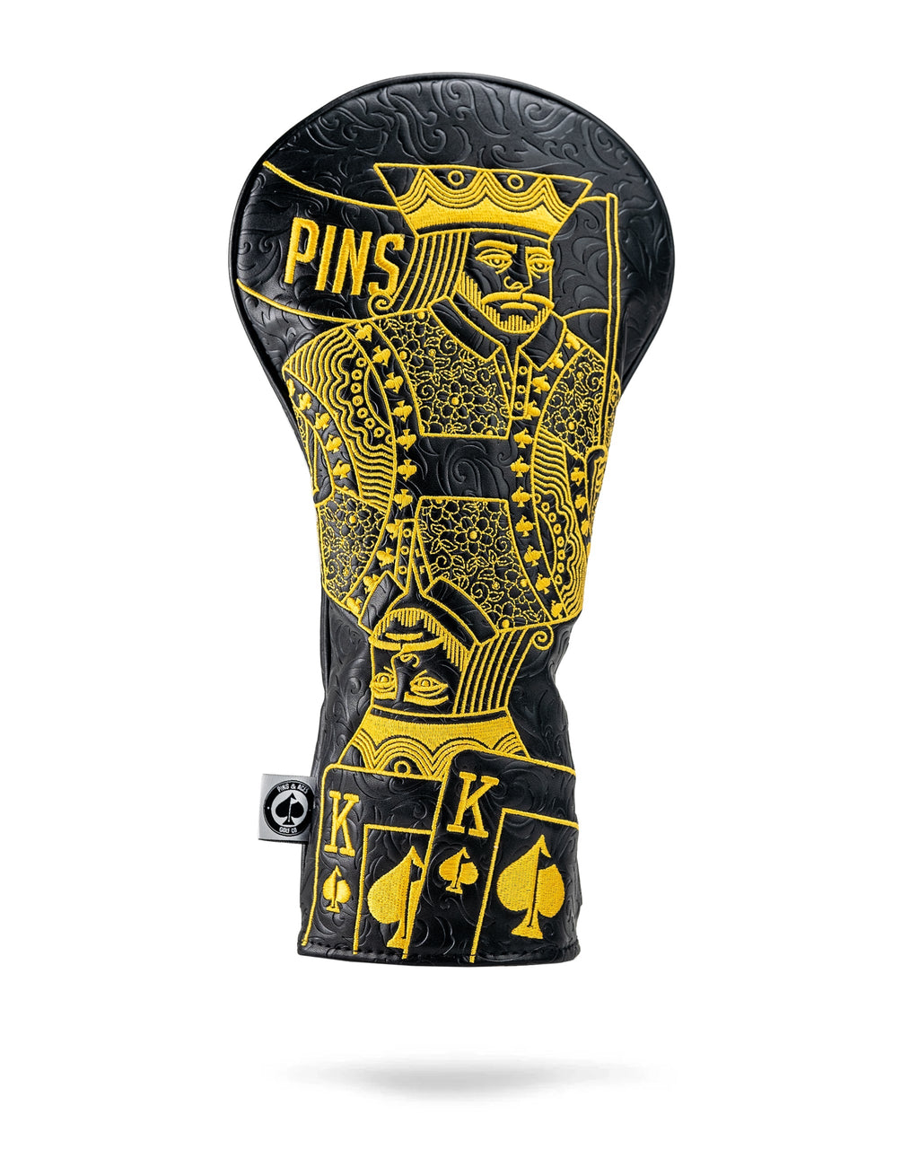 Pins and Aces Black/Gold King of Spades - Driver Cover — detail close-up