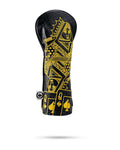 Pins and Aces Black/Gold Queen of Spades - Fairway Cover — detail close-up