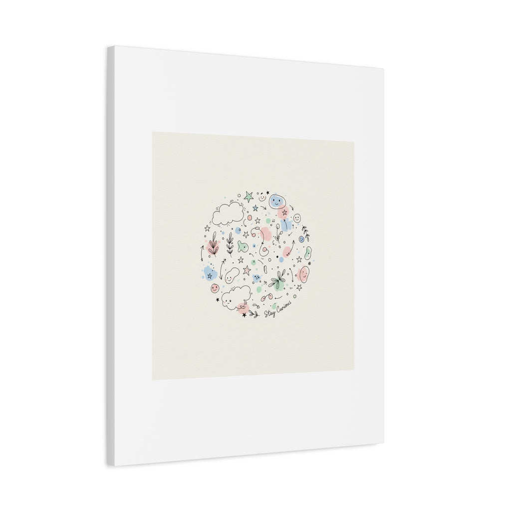 Doodle Circle Line Drawing Matte Canvas, Hand-Drawn Sketch Art