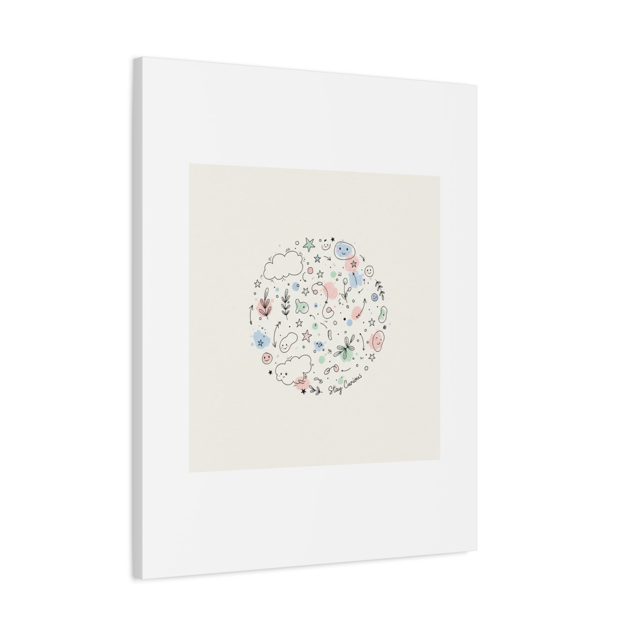 Doodle Circle Line Drawing Matte Canvas, Hand-Drawn Sketch Art