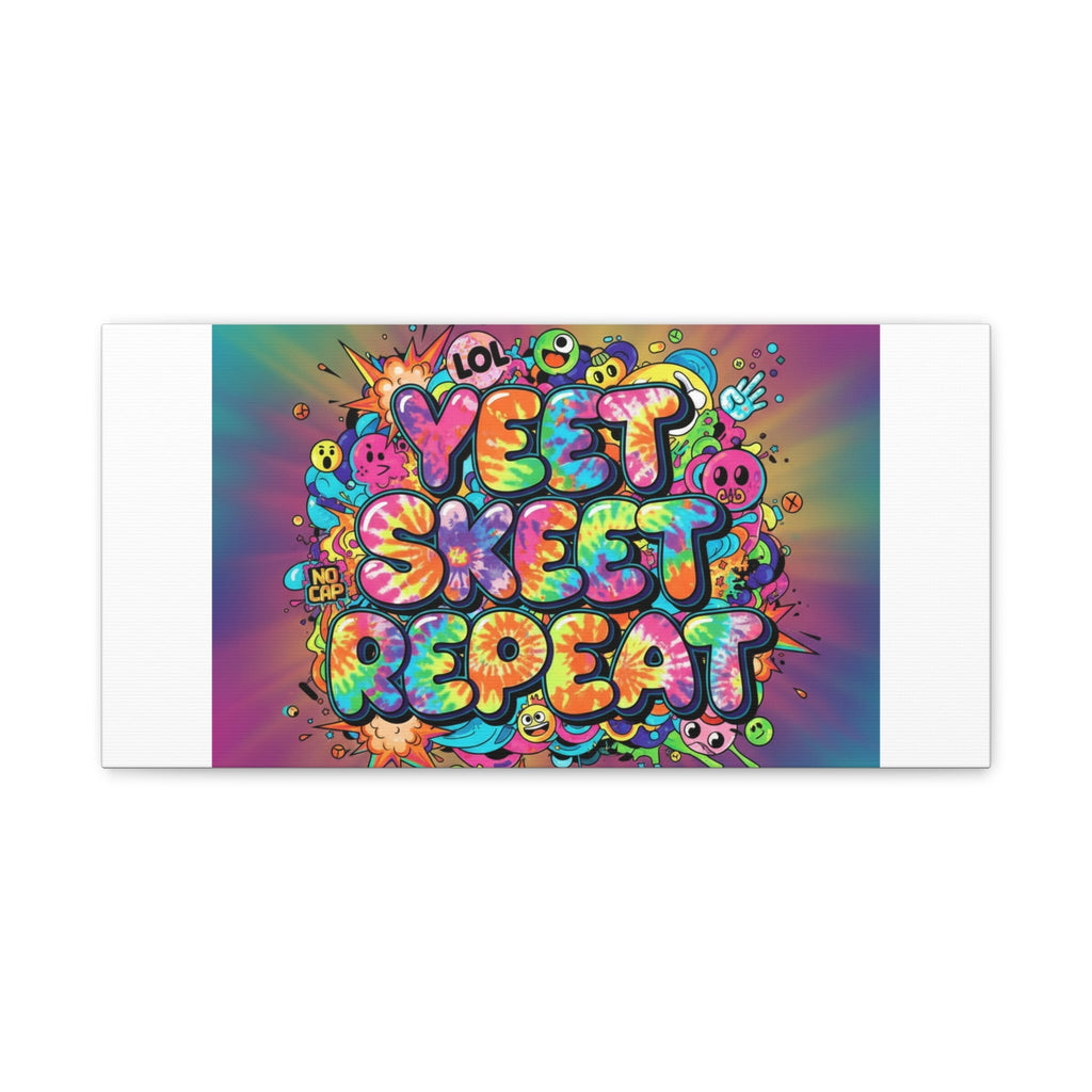 Yeet Skeet Repeat Canvas | Slogan & Glitch Graphic, Meme Phrase Wall Art