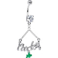 BodyCandy Clear Gem Lucky Shamrock Dangle Belly Ring — main product shot