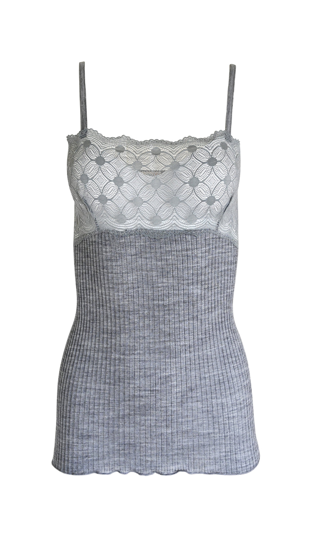 tittimitti EGI Exclusive Women's Merino Wool Blend Spaghetti Straps Lace-Trimmed Camisole. Proudly Made in Italy (315) — deta