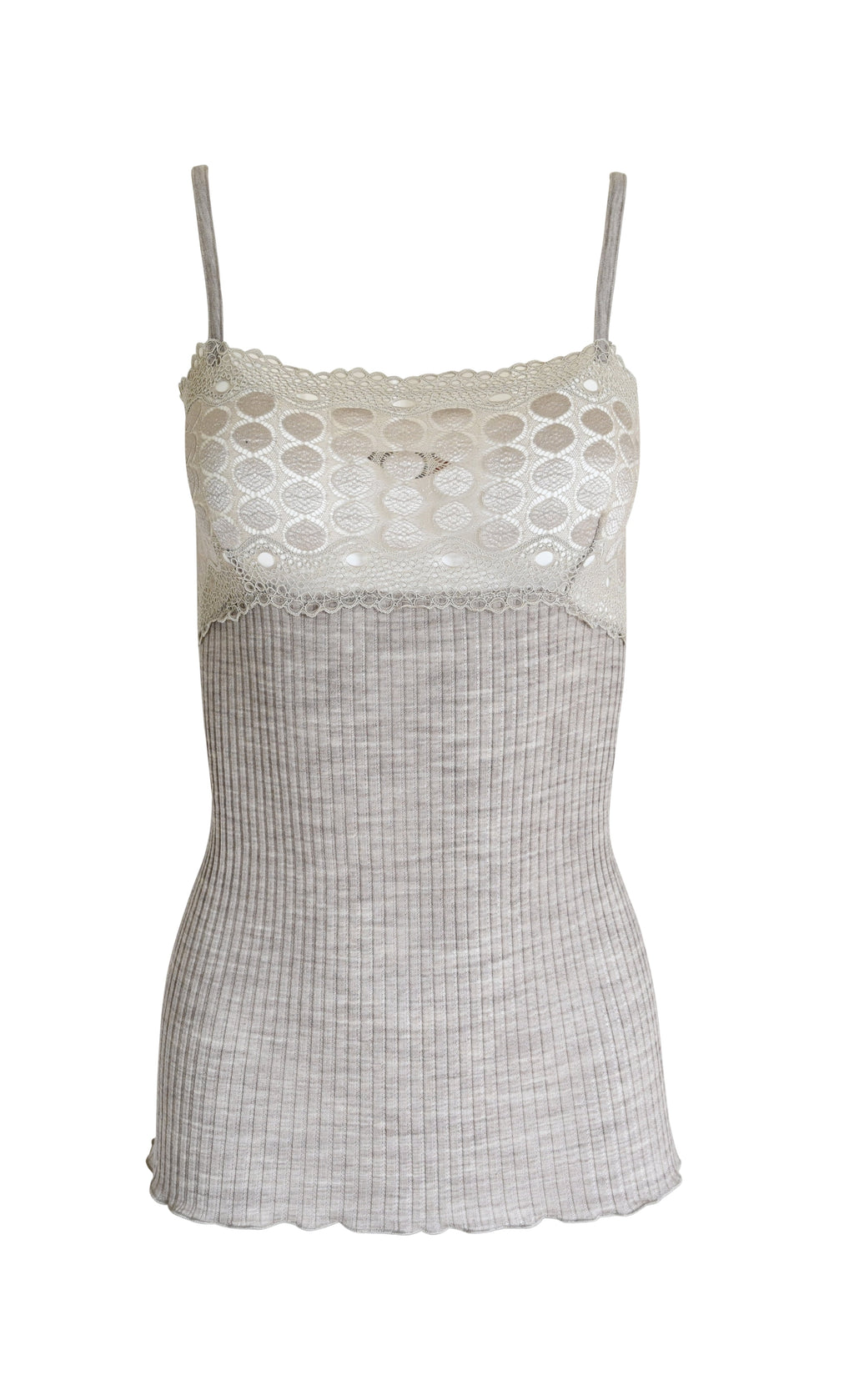 tittimitti EGI Exclusive Women's Merino Wool Blend Spaghetti Straps Lace-Trimmed Camisole. Proudly Made in Italy (315) — side
