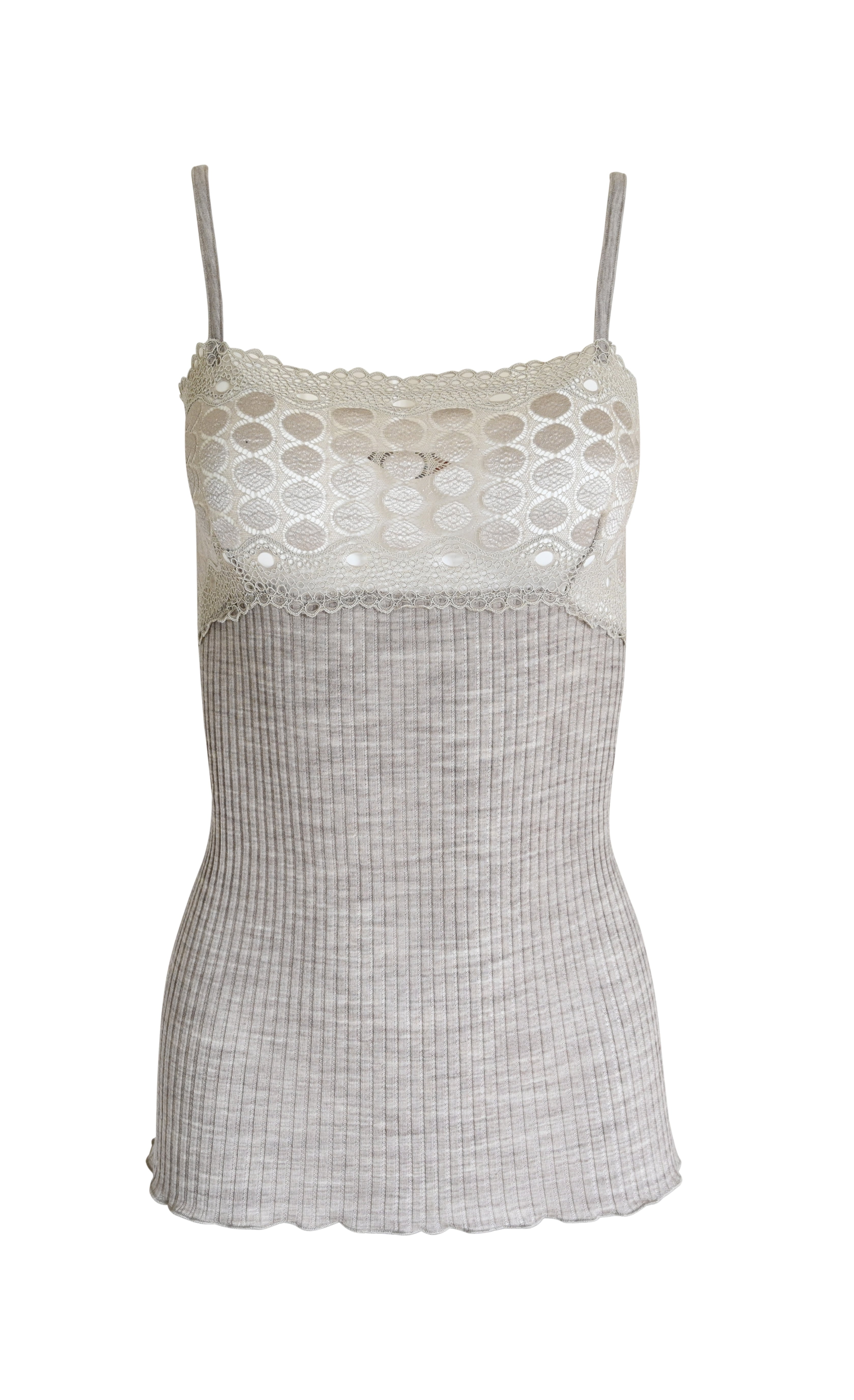 tittimitti EGI Exclusive Women's Merino Wool Blend Spaghetti Straps Lace-Trimmed Camisole. Proudly Made in Italy (315) — side