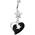 BodyCandy Black and White Shooting Star Heart Belly Ring — main product shot