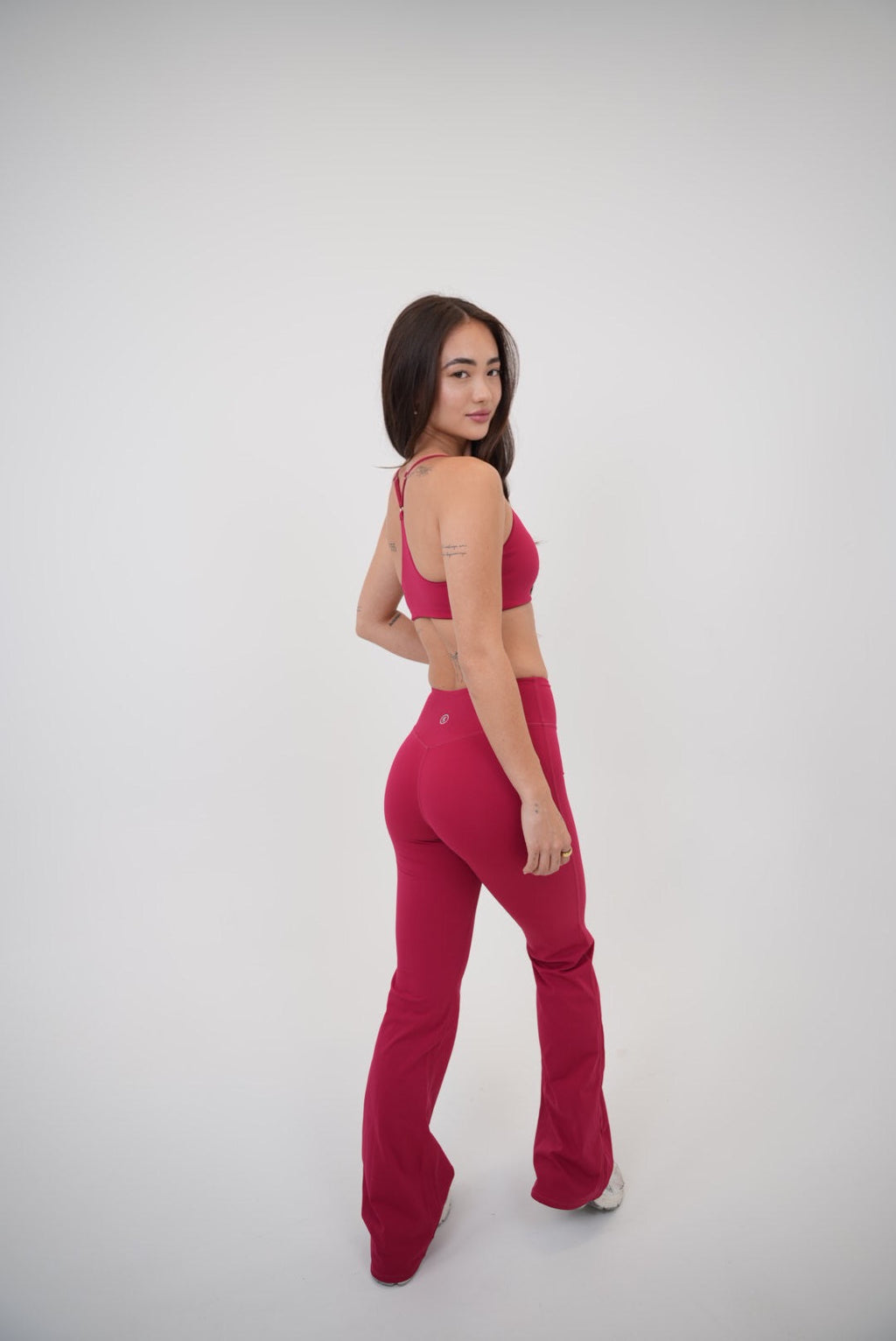 KIMITH BRAND I Live in Luxury Red Sports Bra — in-use photo