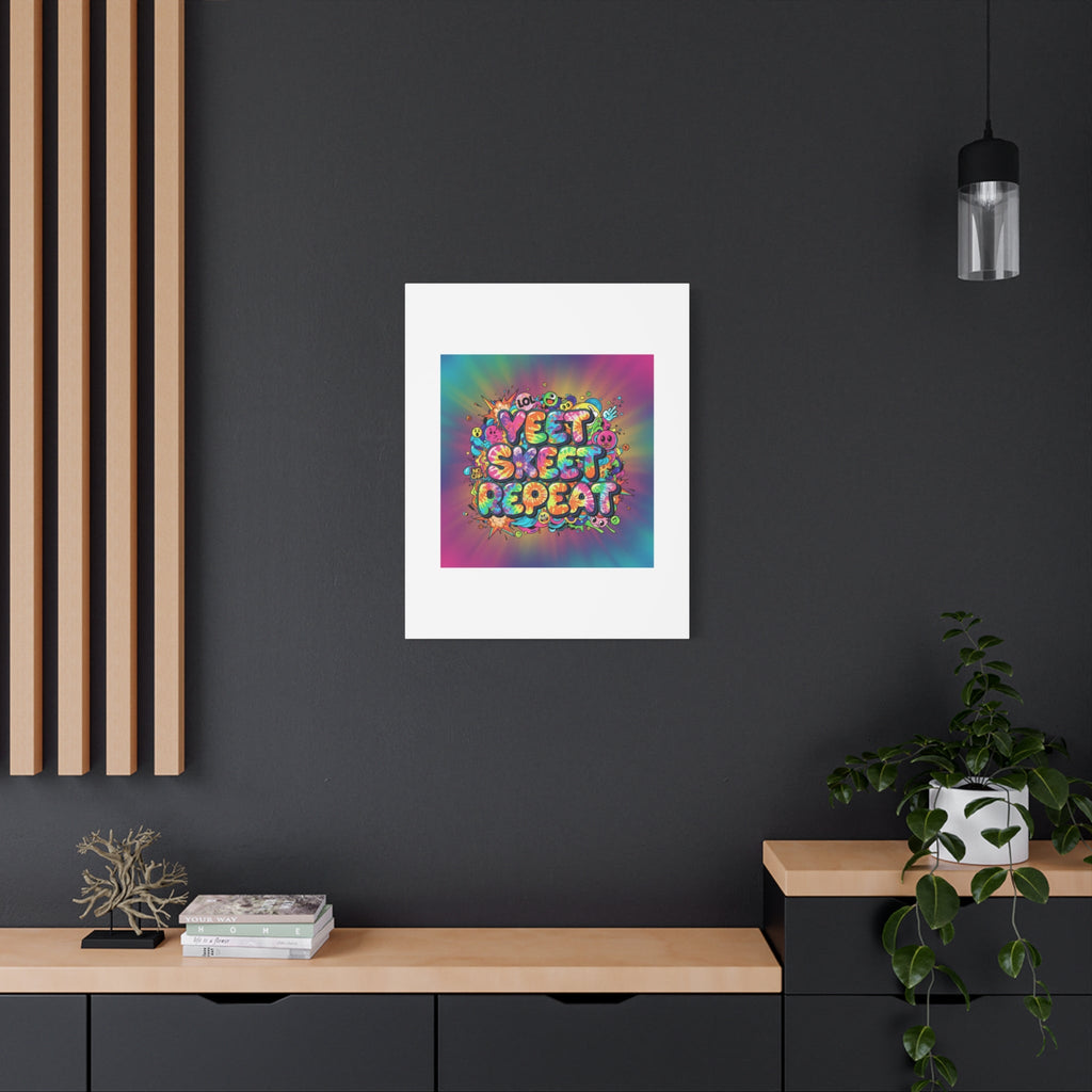 Yeet Skeet Repeat Canvas | Slogan & Glitch Graphic, Meme Phrase Wall Art