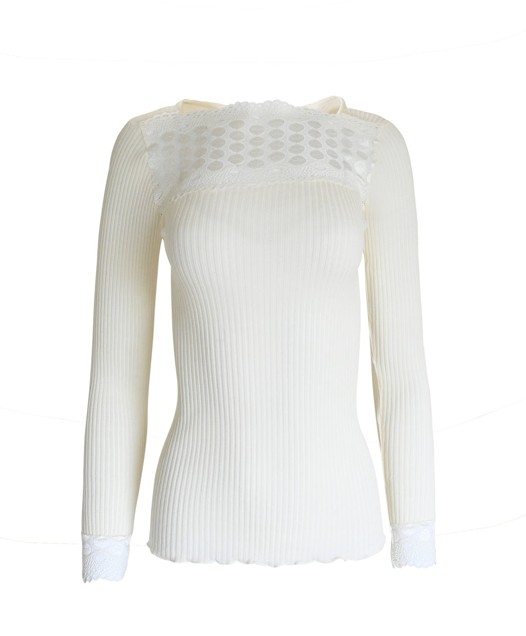 tittimitti EGI Exclusive Merino Wool Blend Top Lace Trim Long Sleeves. Proudly Made in Italy (317) — side view