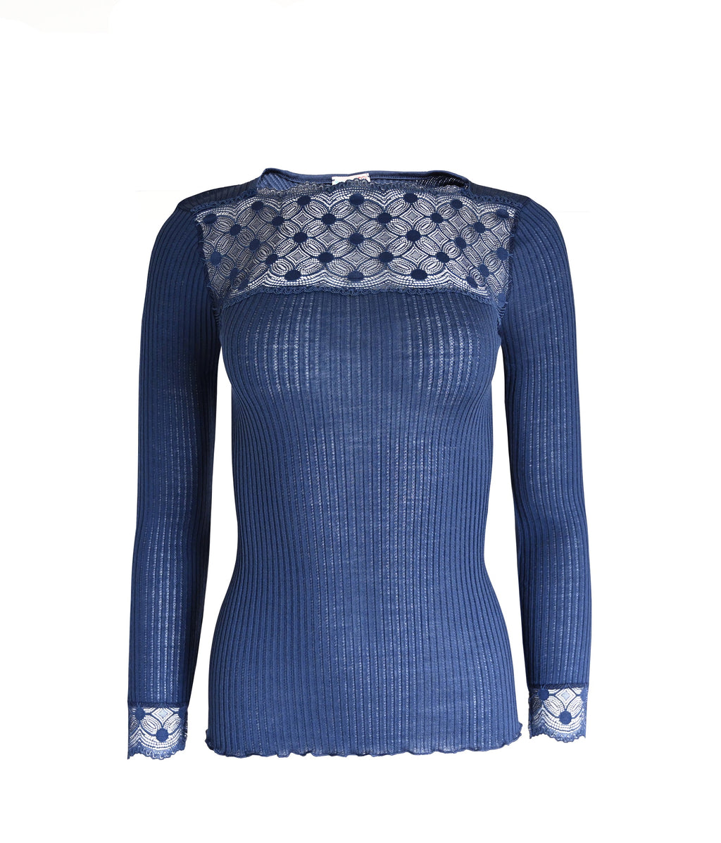 tittimitti EGI Exclusive Merino Wool Blend Top Lace Trim Long Sleeves. Proudly Made in Italy (317) — back view