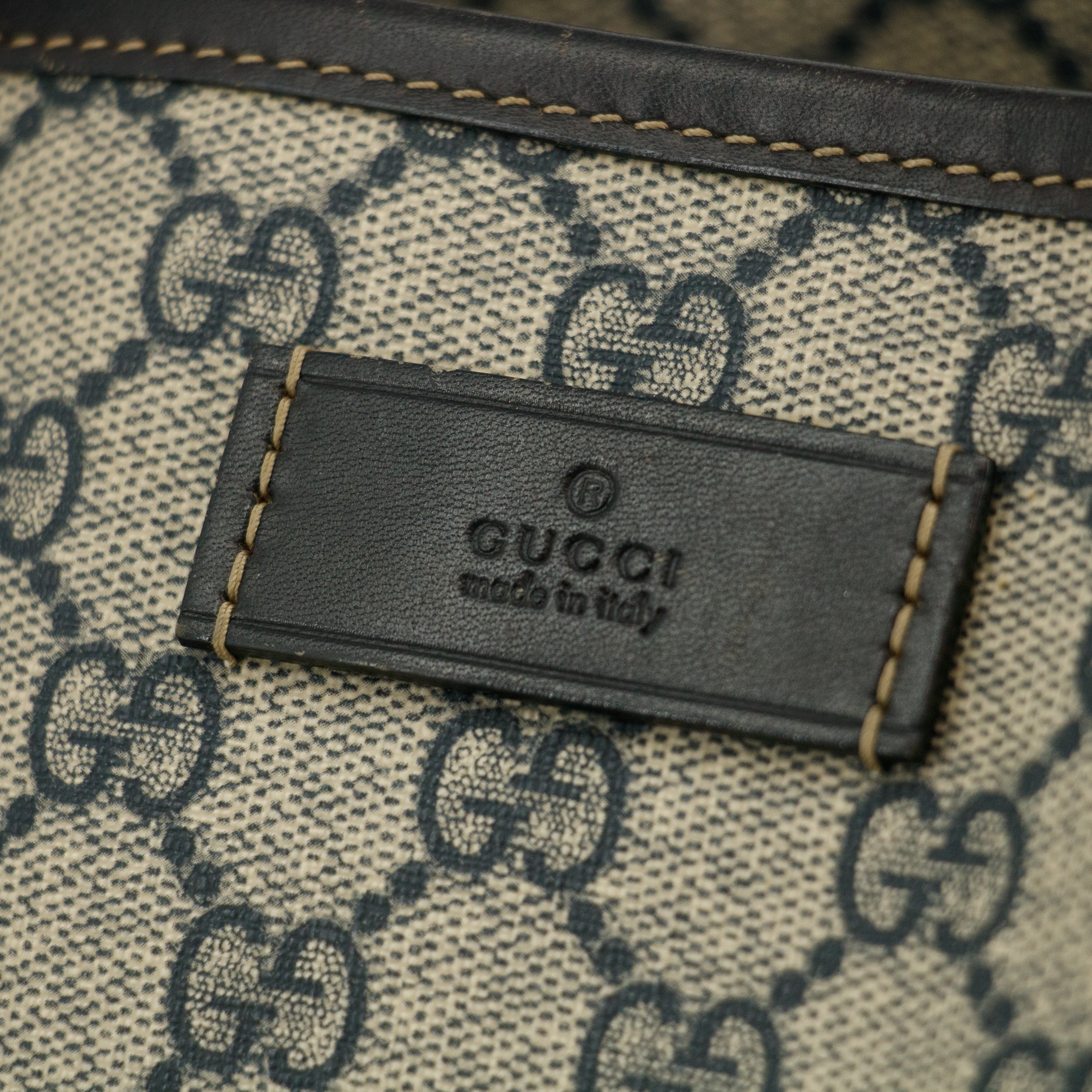 Bolt Boutique Gucci GG Supreme Canvas Coated Blue Shoulder Bag SKU-#3192 — side view
