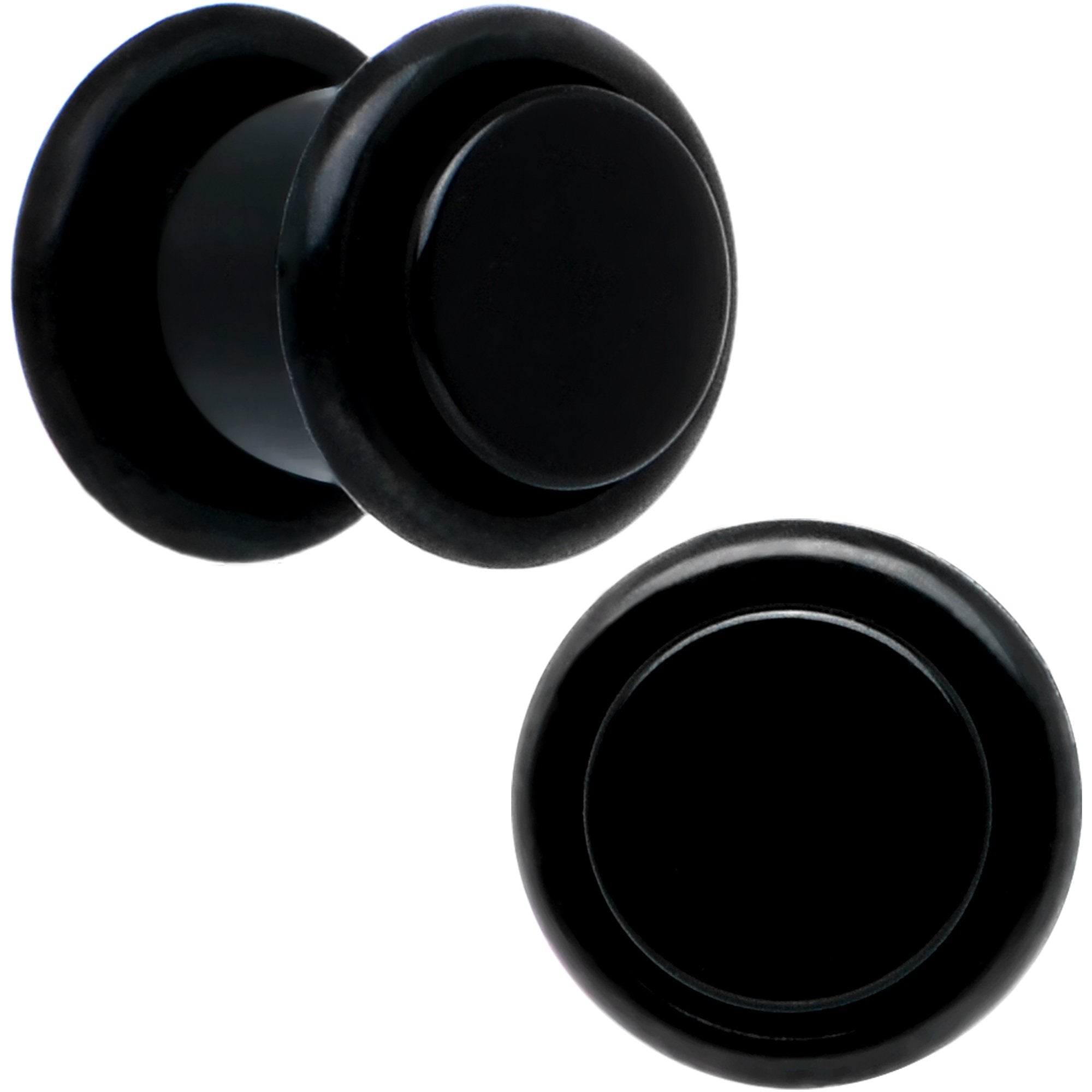 BodyCandy 0G Black Acrylic Straight Plug Set — main product shot