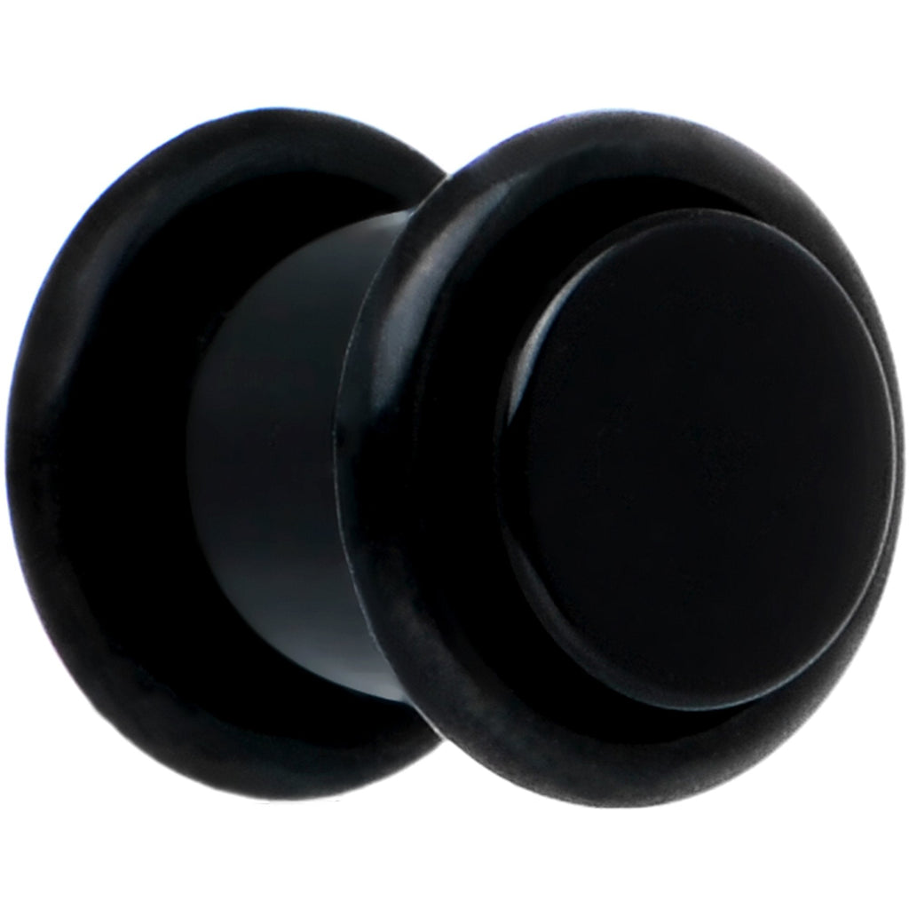 BodyCandy 0G Black Acrylic Straight Plug Set — detail close-up