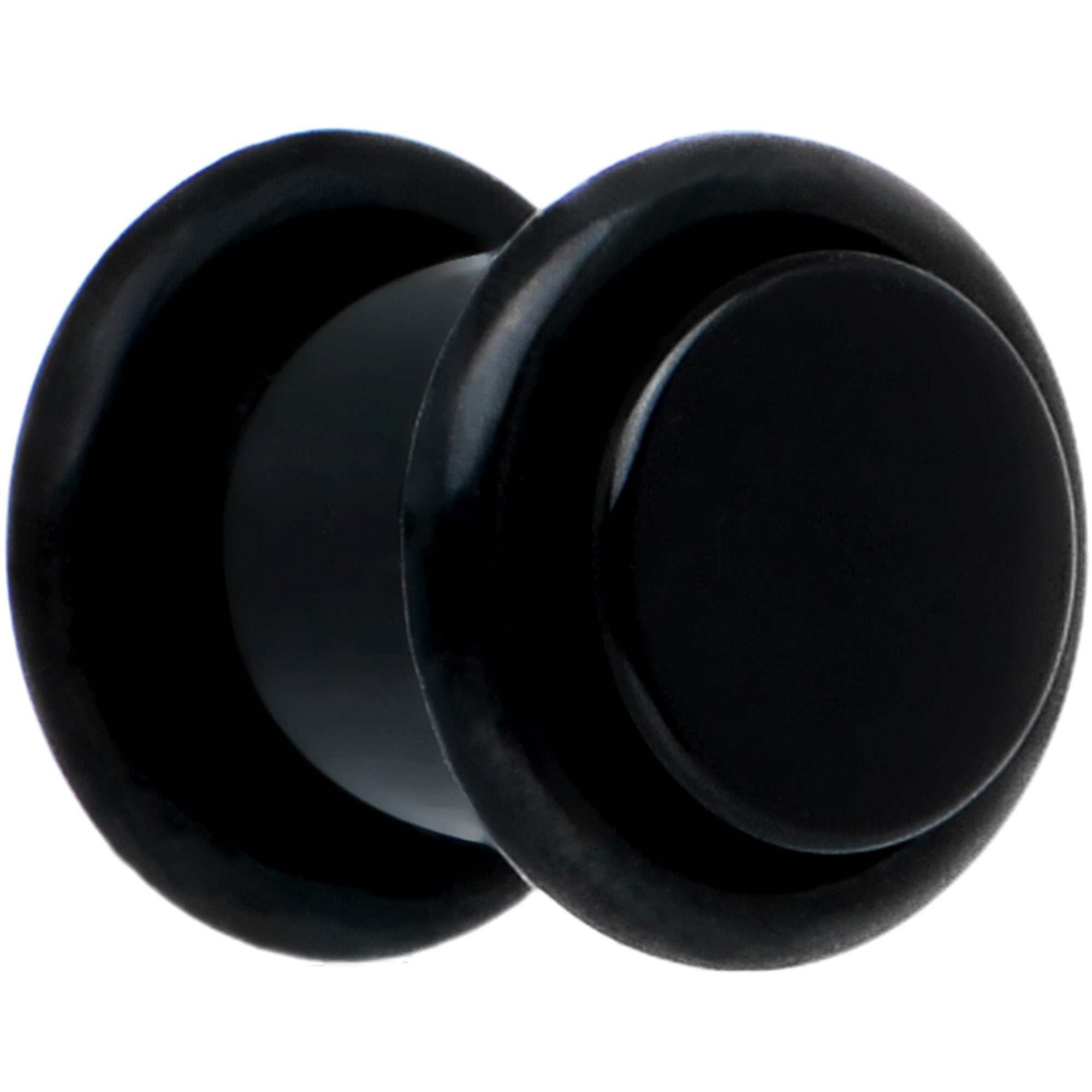 BodyCandy 0G Black Acrylic Straight Plug Set — detail close-up