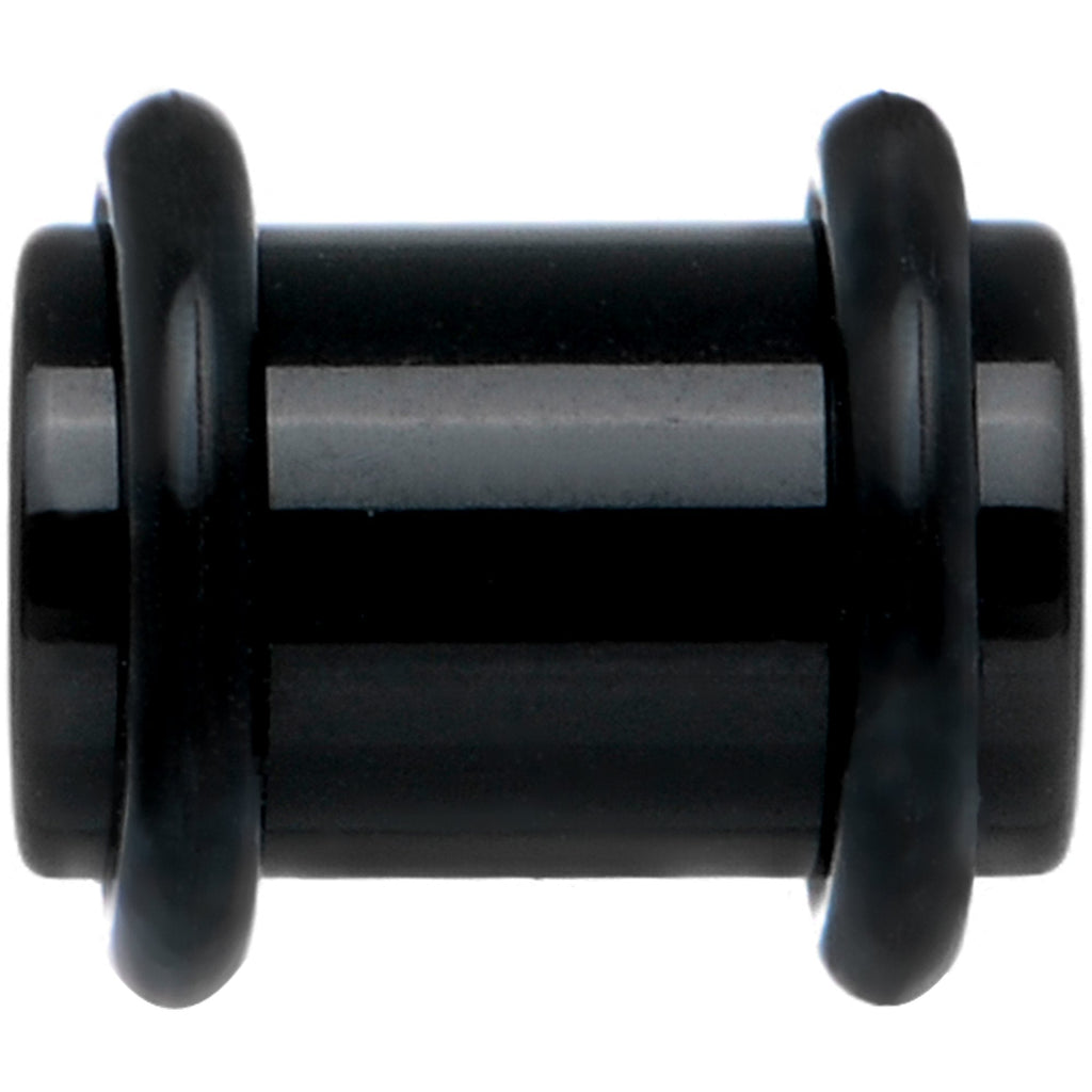 BodyCandy 0G Black Acrylic Straight Plug Set — side view