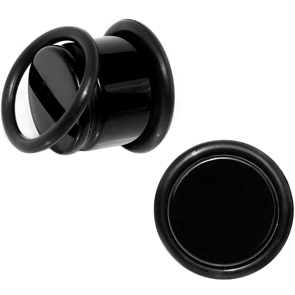BodyCandy 13mm Black Acrylic Straight Plug Pair — detail close-up