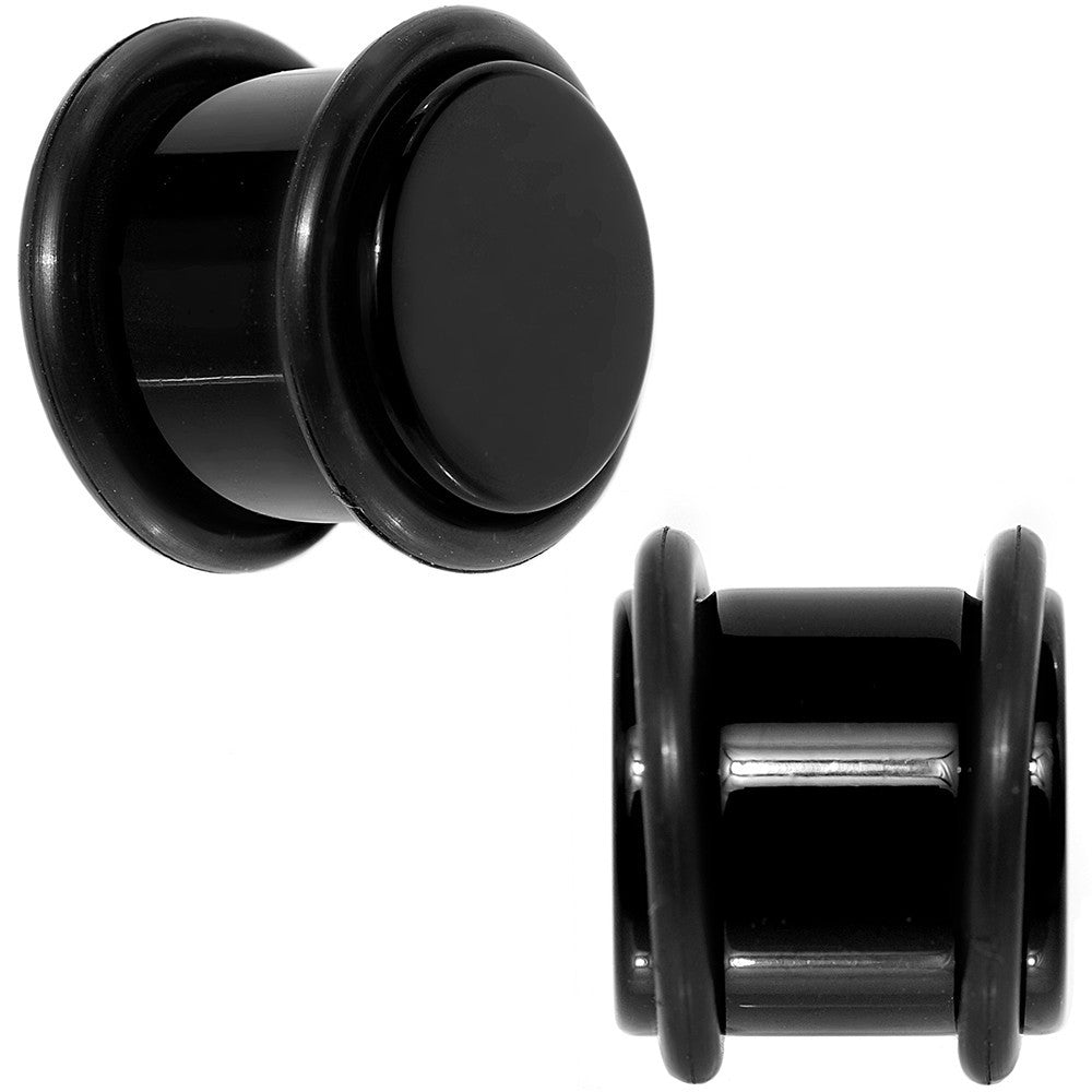 BodyCandy 13mm Black Acrylic Straight Plug Pair — main product shot