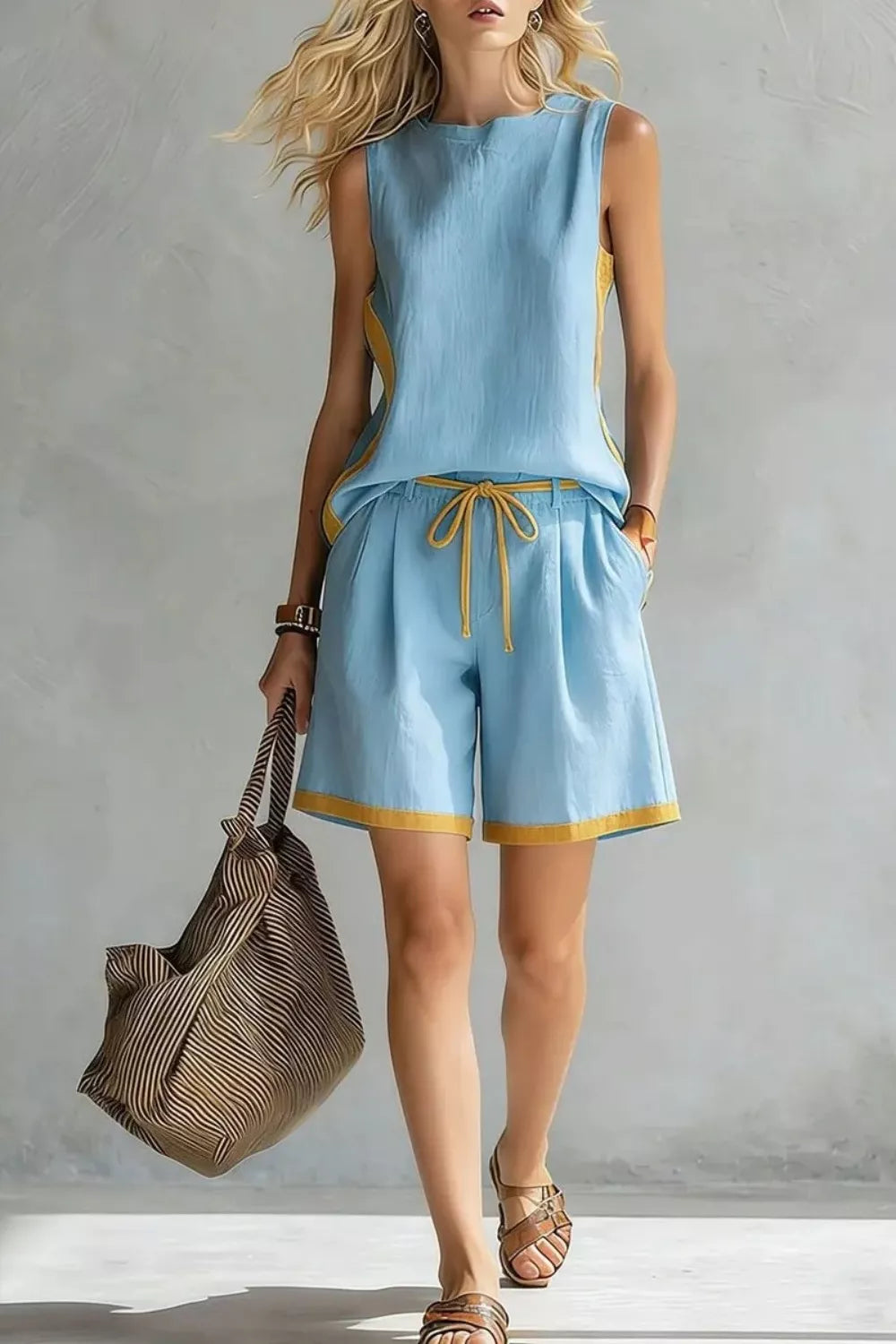 Contrast Trim Tank and Shorts Set