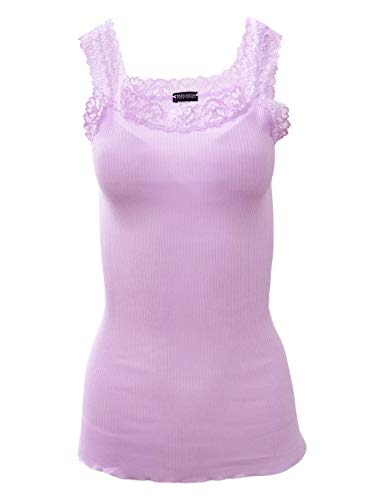 tittimitti BASIC COTTON Free Spirit Premium Quality 100% Cotton Women's Lace Trim Tank Top Made in Italy — color detail