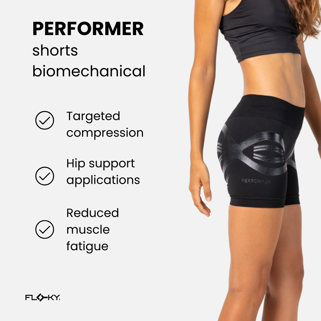Floky US Shorts PERFORMER Woman — Floky US branding close-up