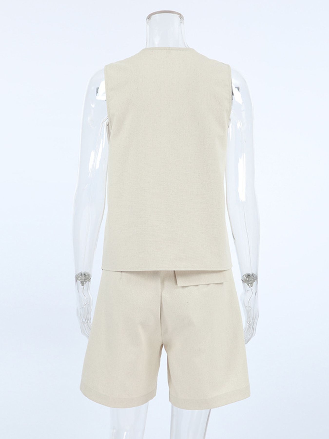 Button Up Vest and Shorts Set