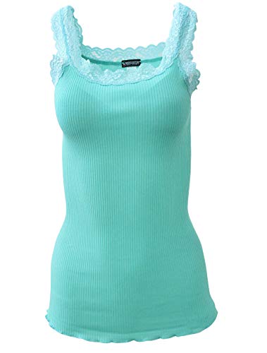tittimitti BASIC COTTON Free Spirit Premium Quality 100% Cotton Women's Lace Trim Tank Top Made in Italy — size reference