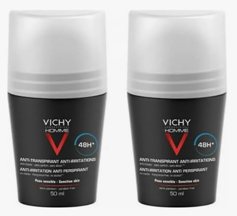 Vichy Mineral Deodorant Roll-On - Anti Transpirant Protection for Sensitive Skin, 48 Hours, 1.69 fl oz