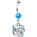 BodyCandy Aqua Jeweled Rose Flower Belly Ring — main product shot