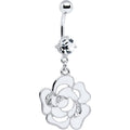 BodyCandy White Decorated Cubic Zirconia Flower Belly Ring — main product shot