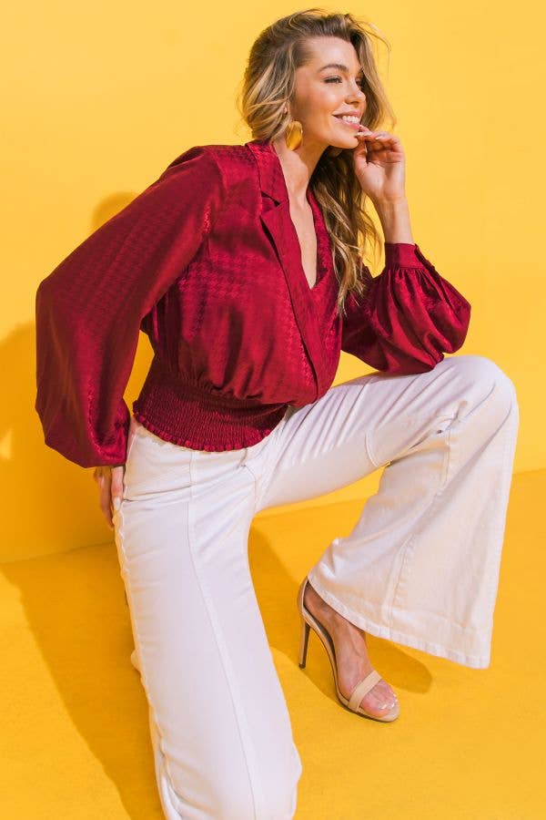 KADOU BOUTIQUE Jacquard Satin Top — side view