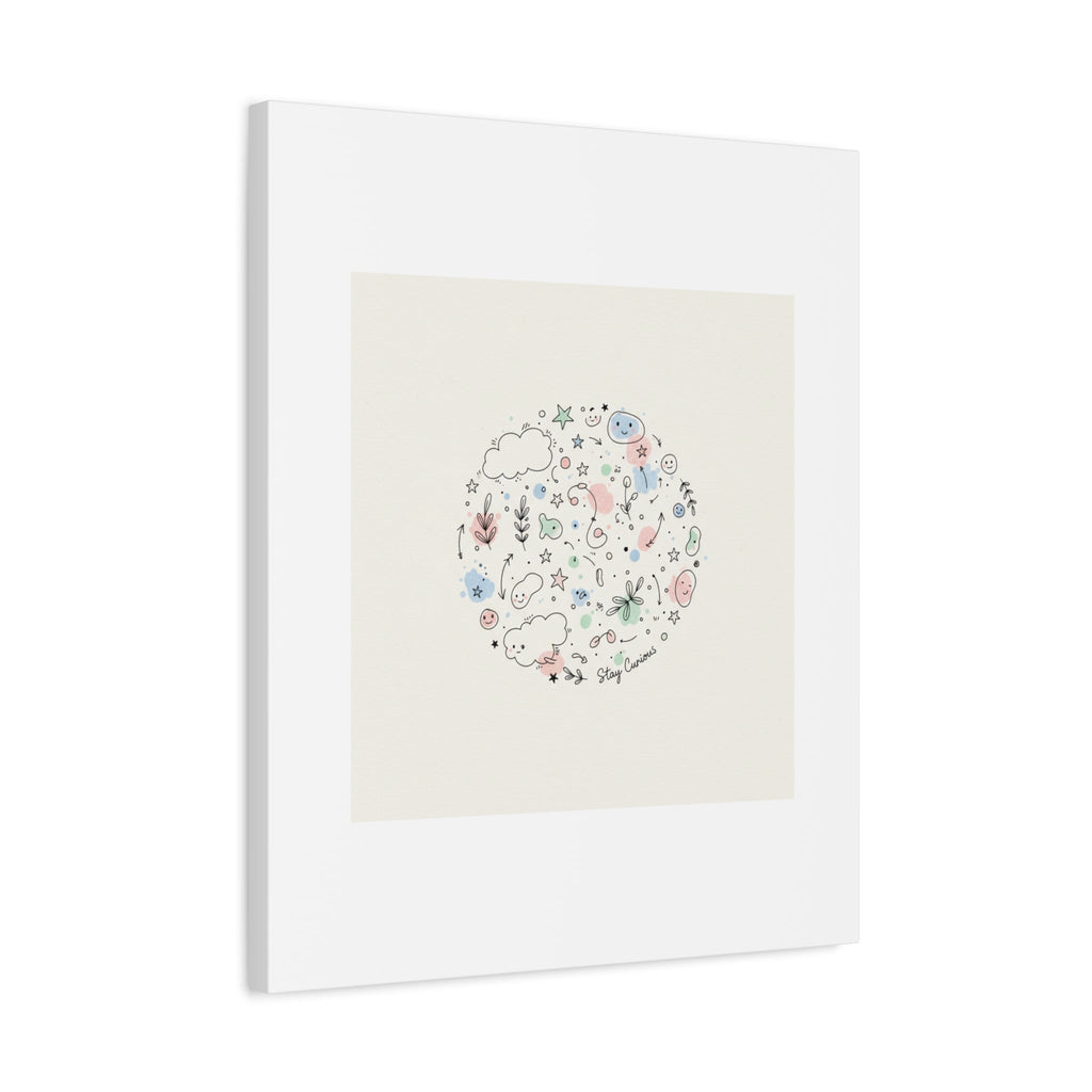 Doodle Circle Line Drawing Matte Canvas, Hand-Drawn Sketch Art