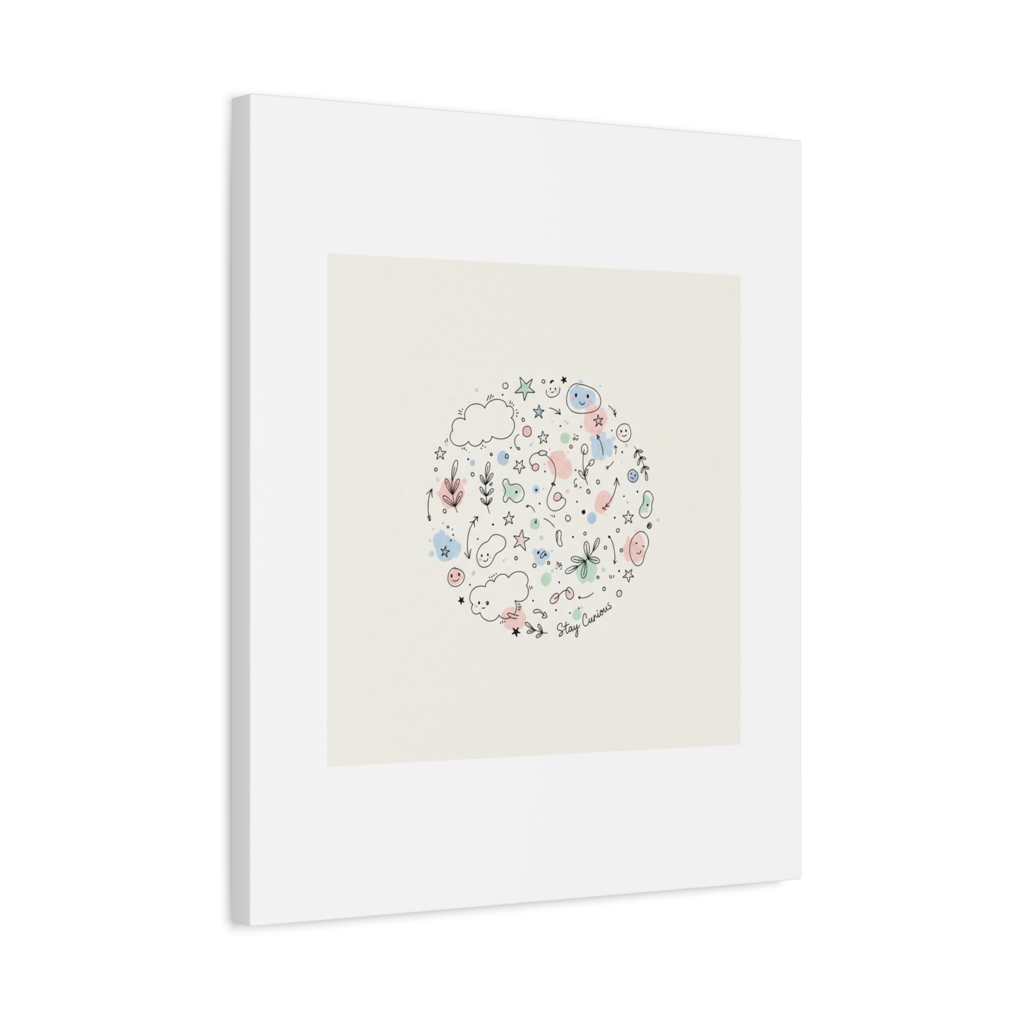 Doodle Circle Line Drawing Matte Canvas, Hand-Drawn Sketch Art